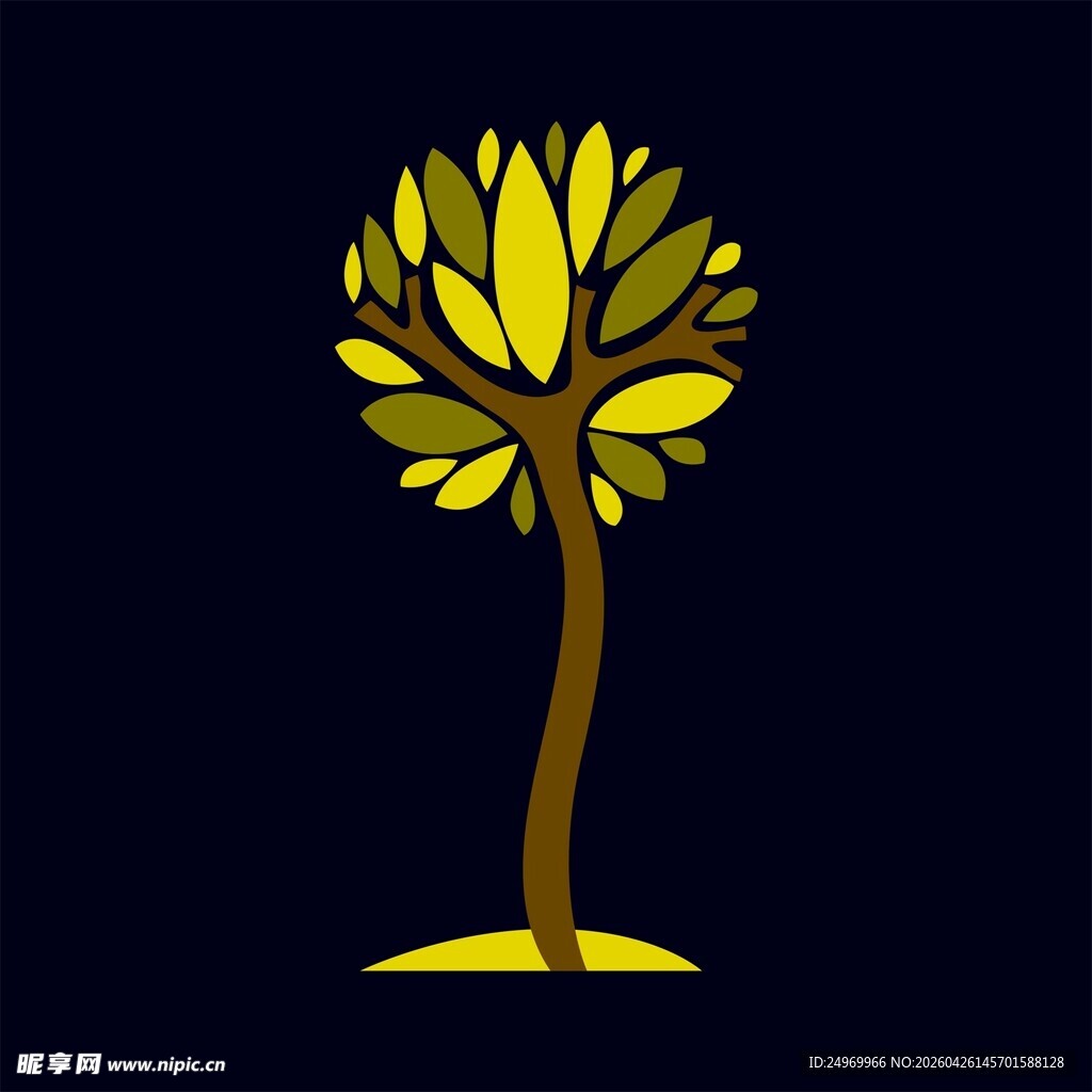 黄色简约风格树木图案