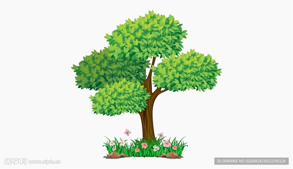 卡通风格绿色树木插画