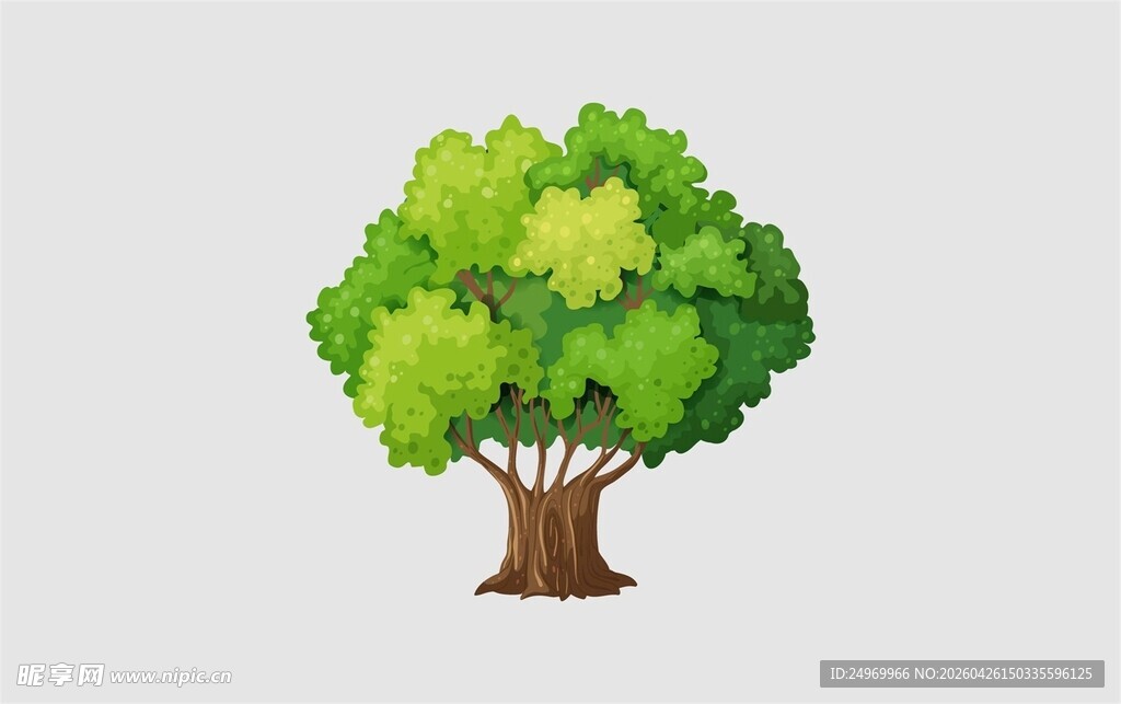 茂盛绿树插画