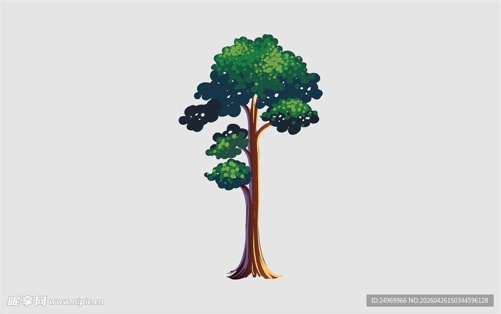 两棵绿树插画