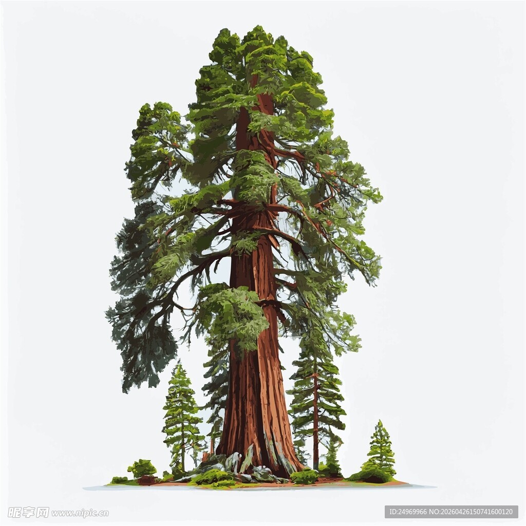 高大挺拔的巨型红杉树