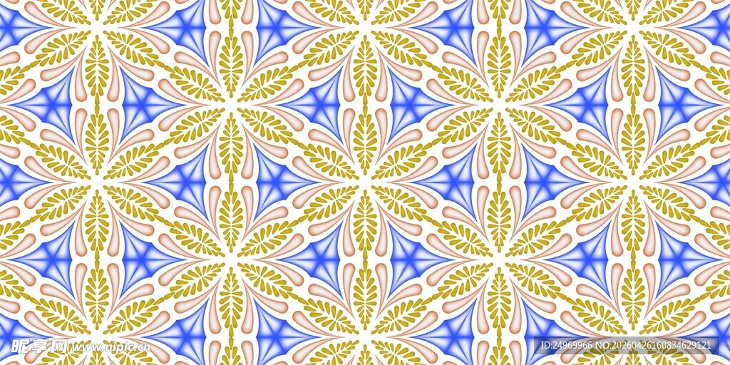 蓝黄相间几何花纹图案