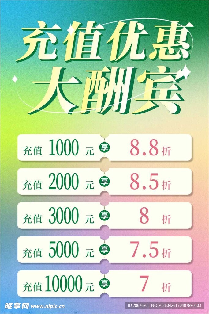 充值优惠大酬宾海报