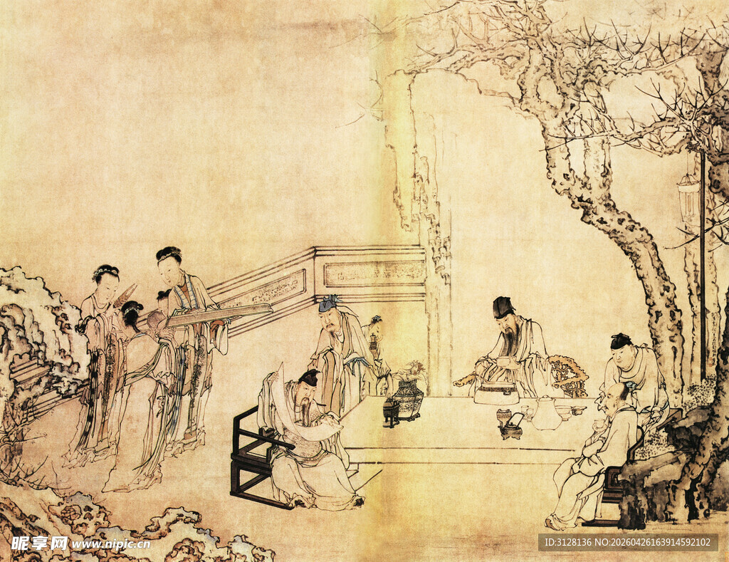 春夜宴桃李园图