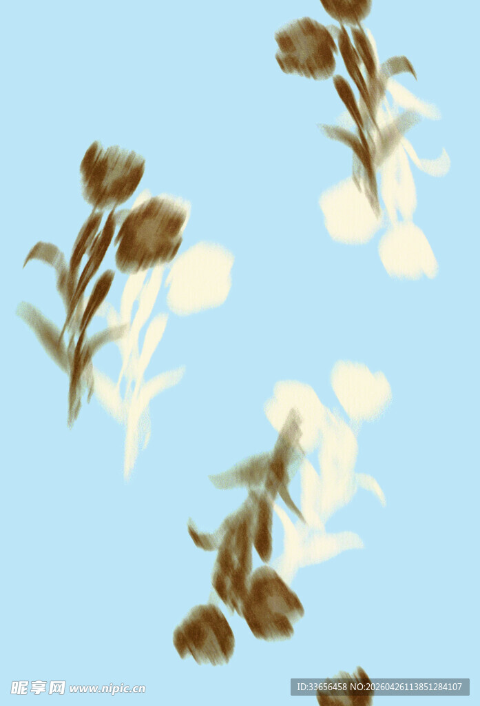 蓝色背景上的复古花卉图案