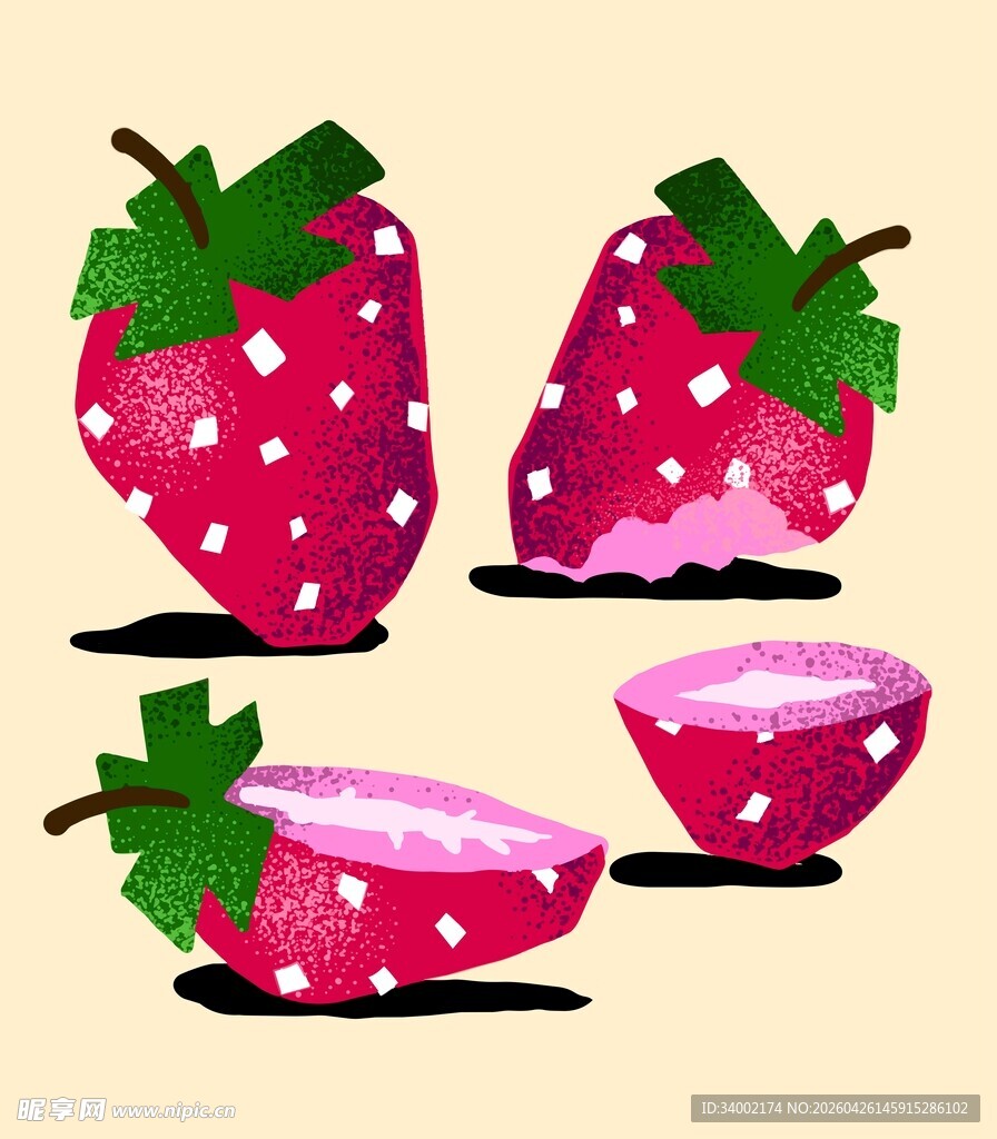 手绘草莓图案