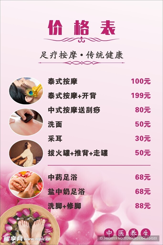 价格表