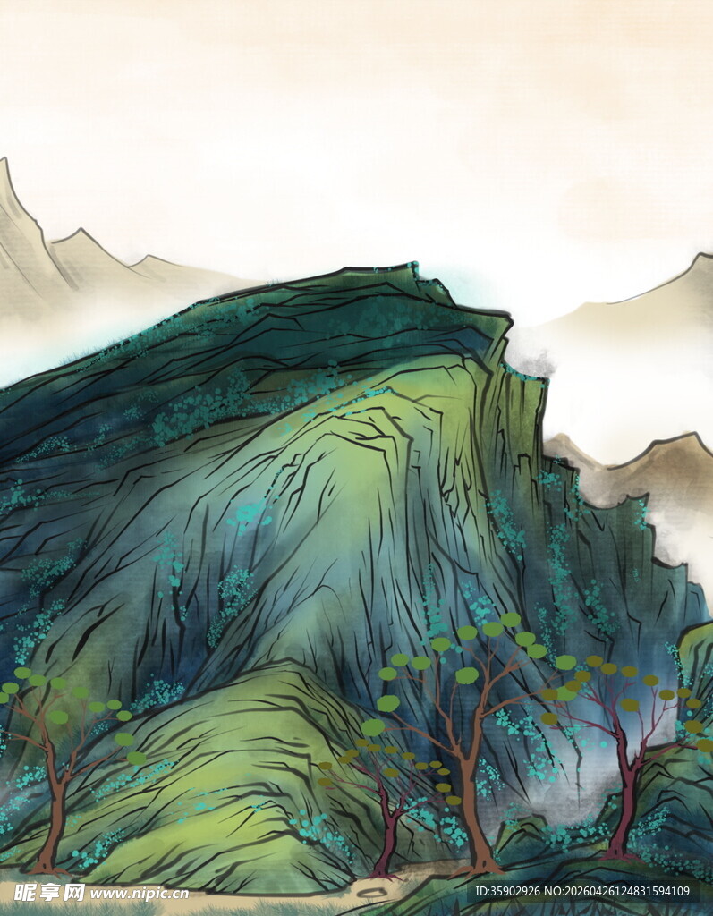青绿山水间的自然景致