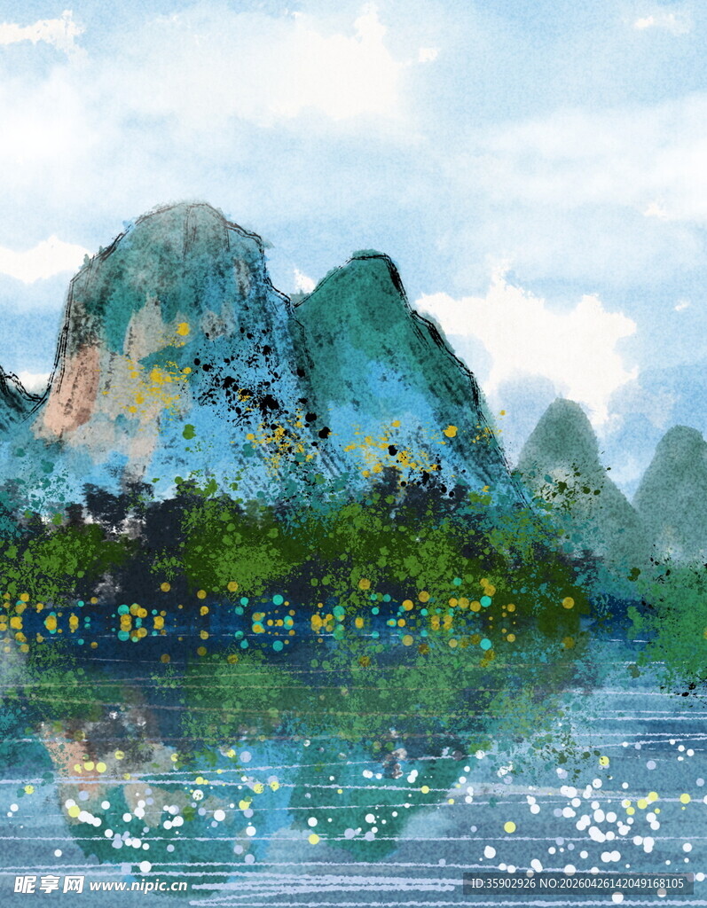 山水风光水墨画