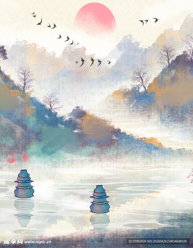 江上泛舟赏日出美景