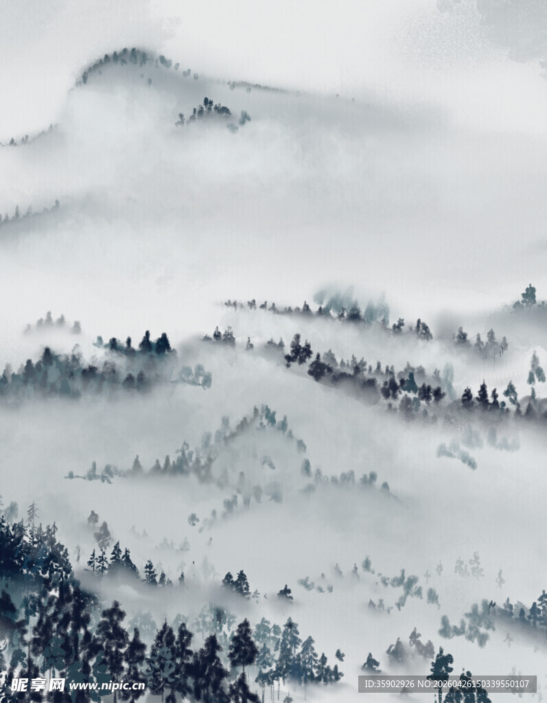 水墨山水间的朦胧美景
