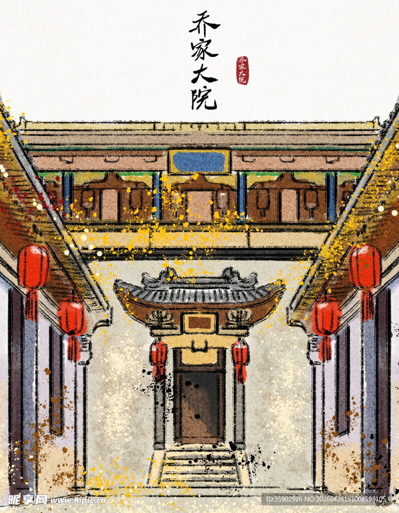 中式古建庭院入口景观