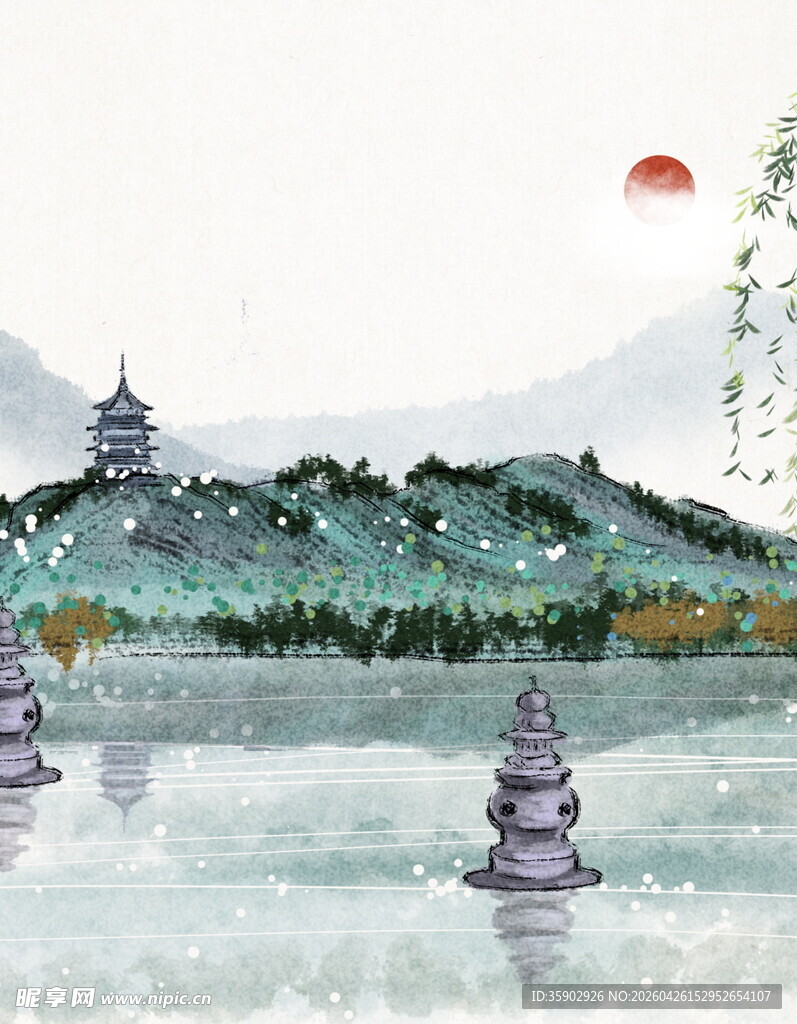 水墨山水间的诗意景致