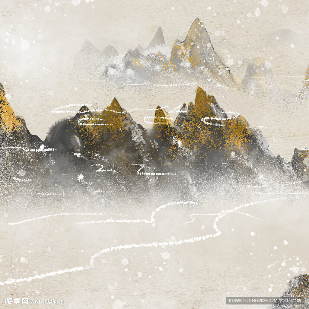 水墨山水雪景图