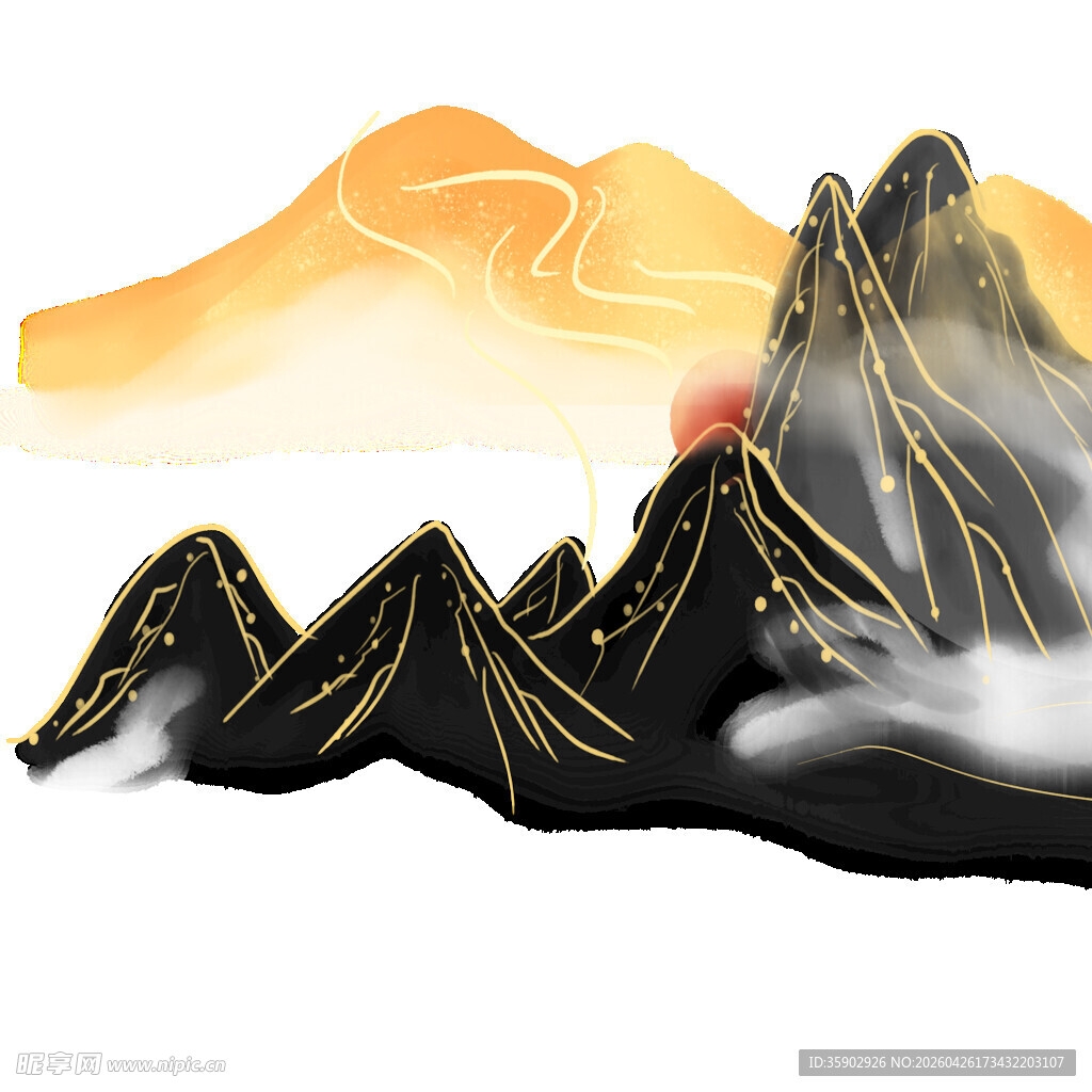 金色山峦日出风景图