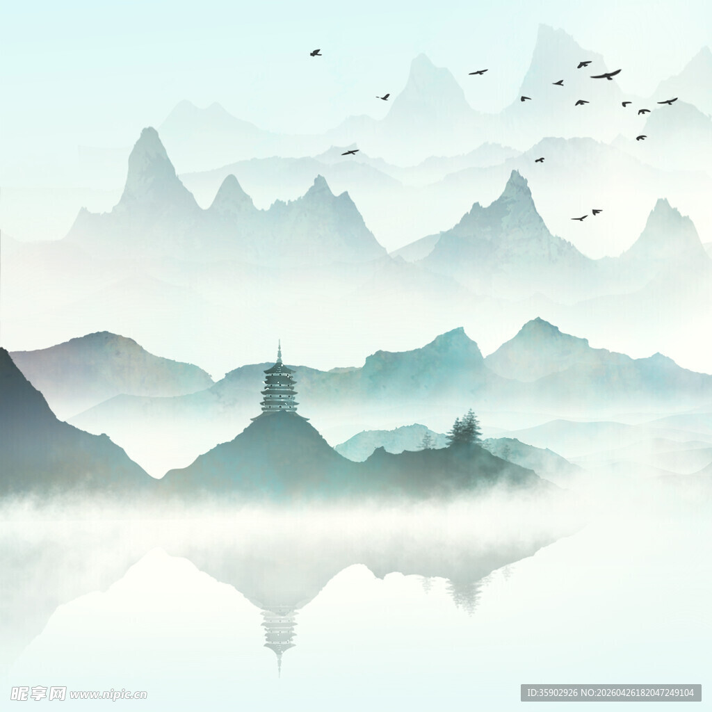 水墨山水间的诗意景致