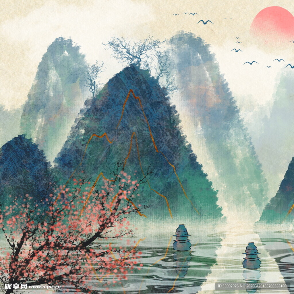 水墨山水间的诗意景致