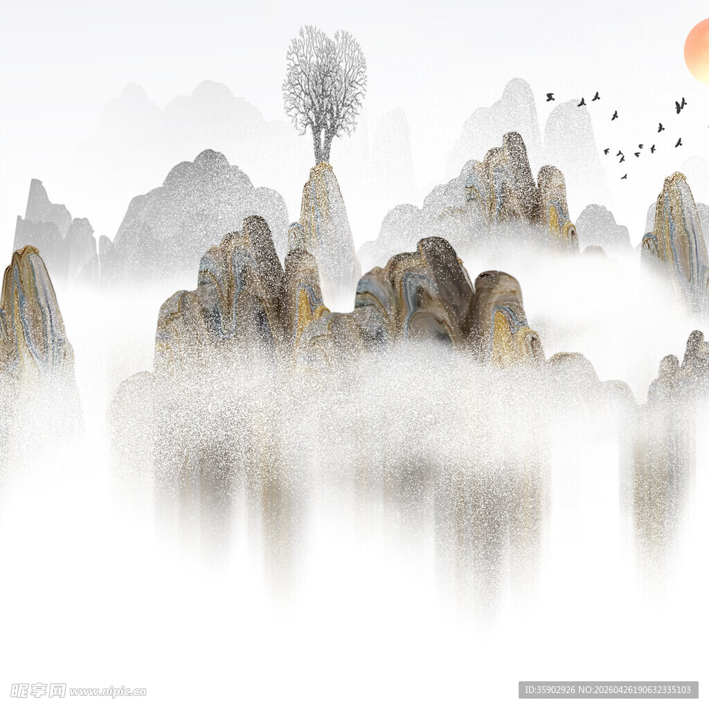水墨山水间的云雾奇峰