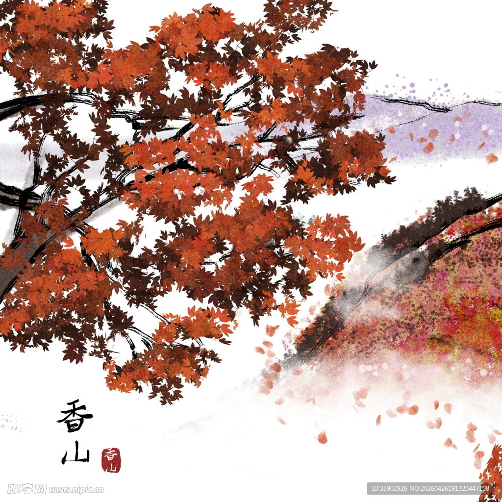 秋景红叶图