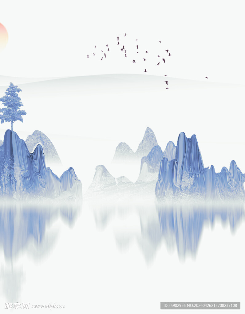 水墨山水意境风景图