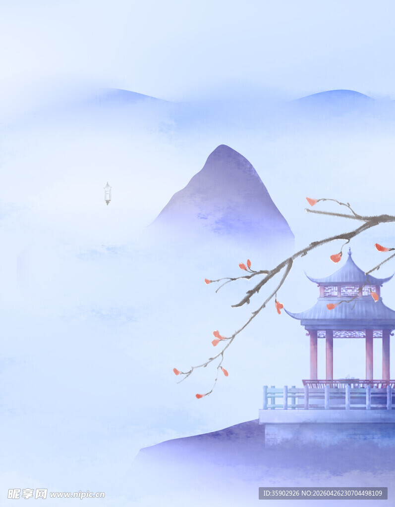 水墨山水间的古韵亭景