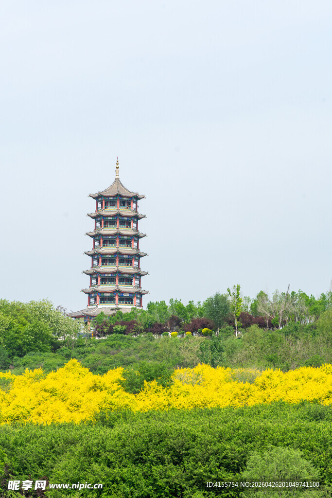 花海中的古塔