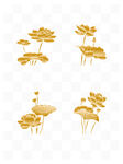 金色荷花插画素材