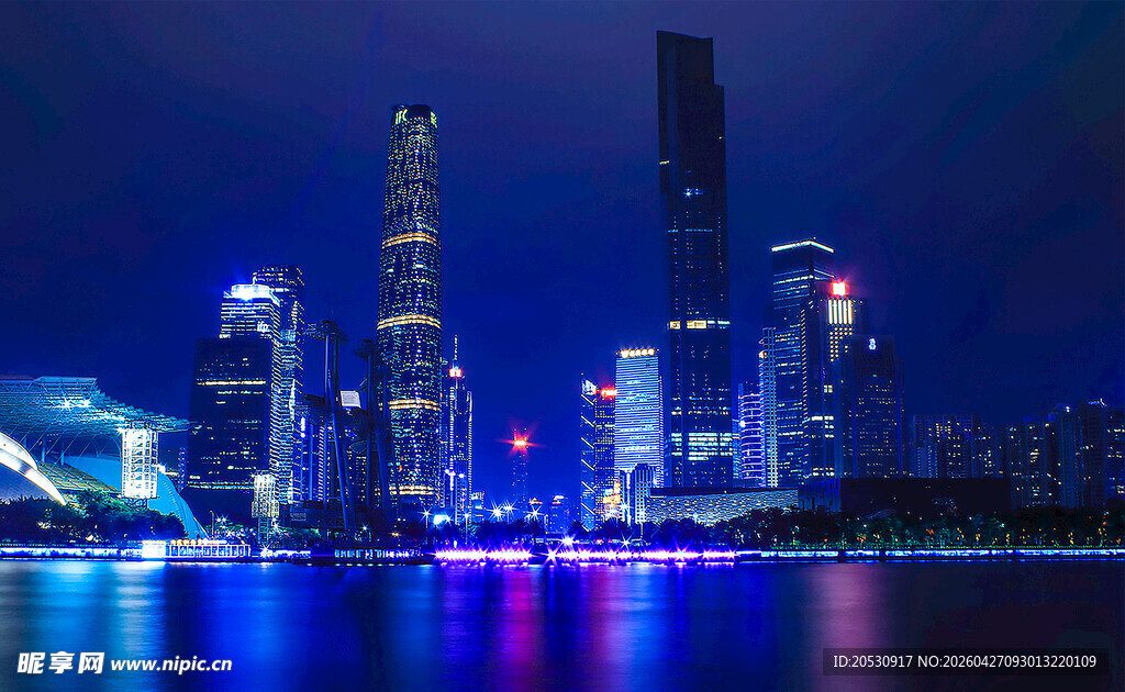 广州海心沙夜景城市实拍花城广场