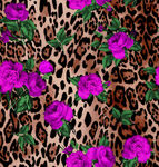 豹纹底紫色花卉图案