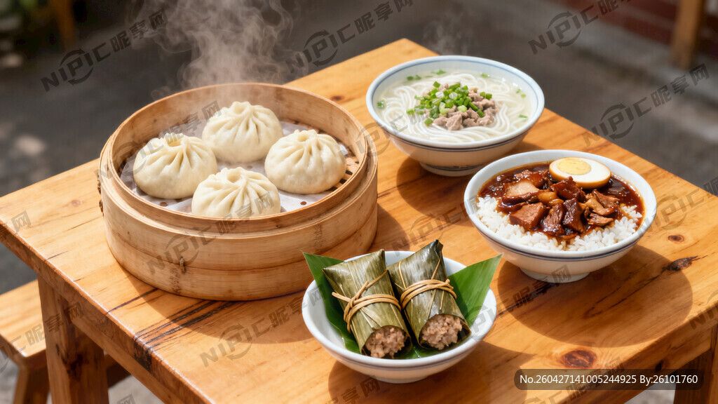 土猪肉包子一笼   猪杂粉1碗