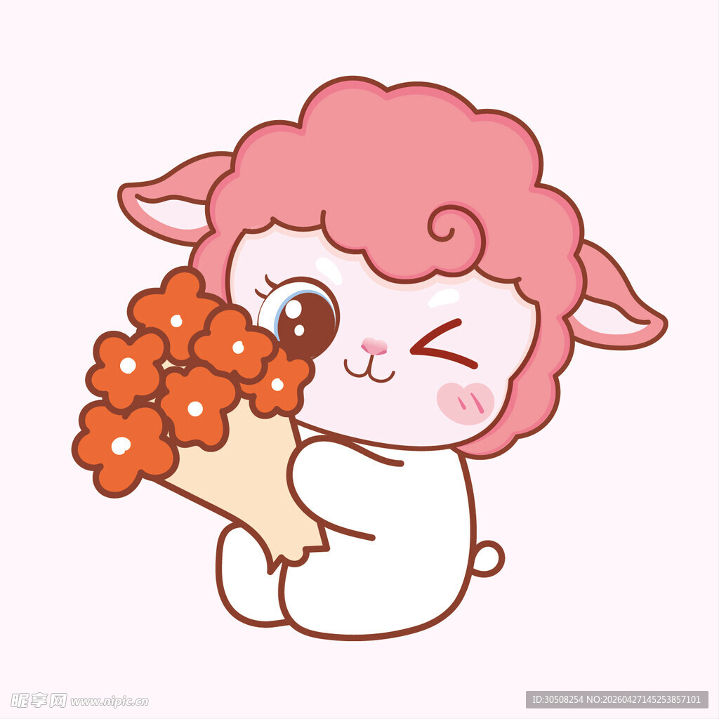 抱花小羊 萌趣可爱