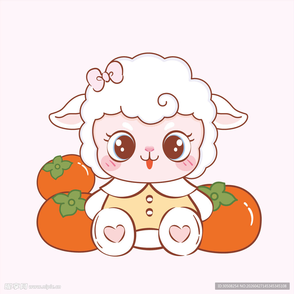 可爱小羊与南瓜俏皮插画