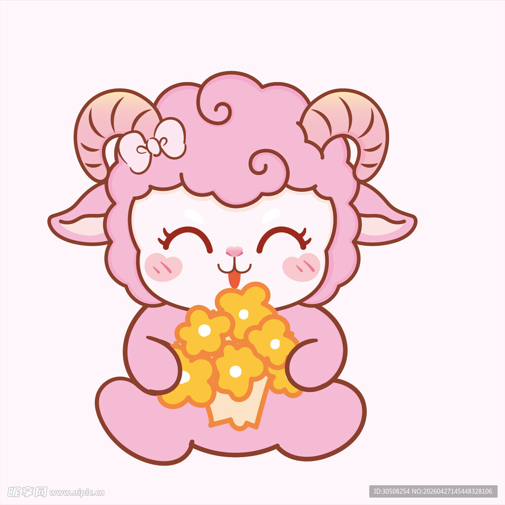 粉色小羊捧金饰