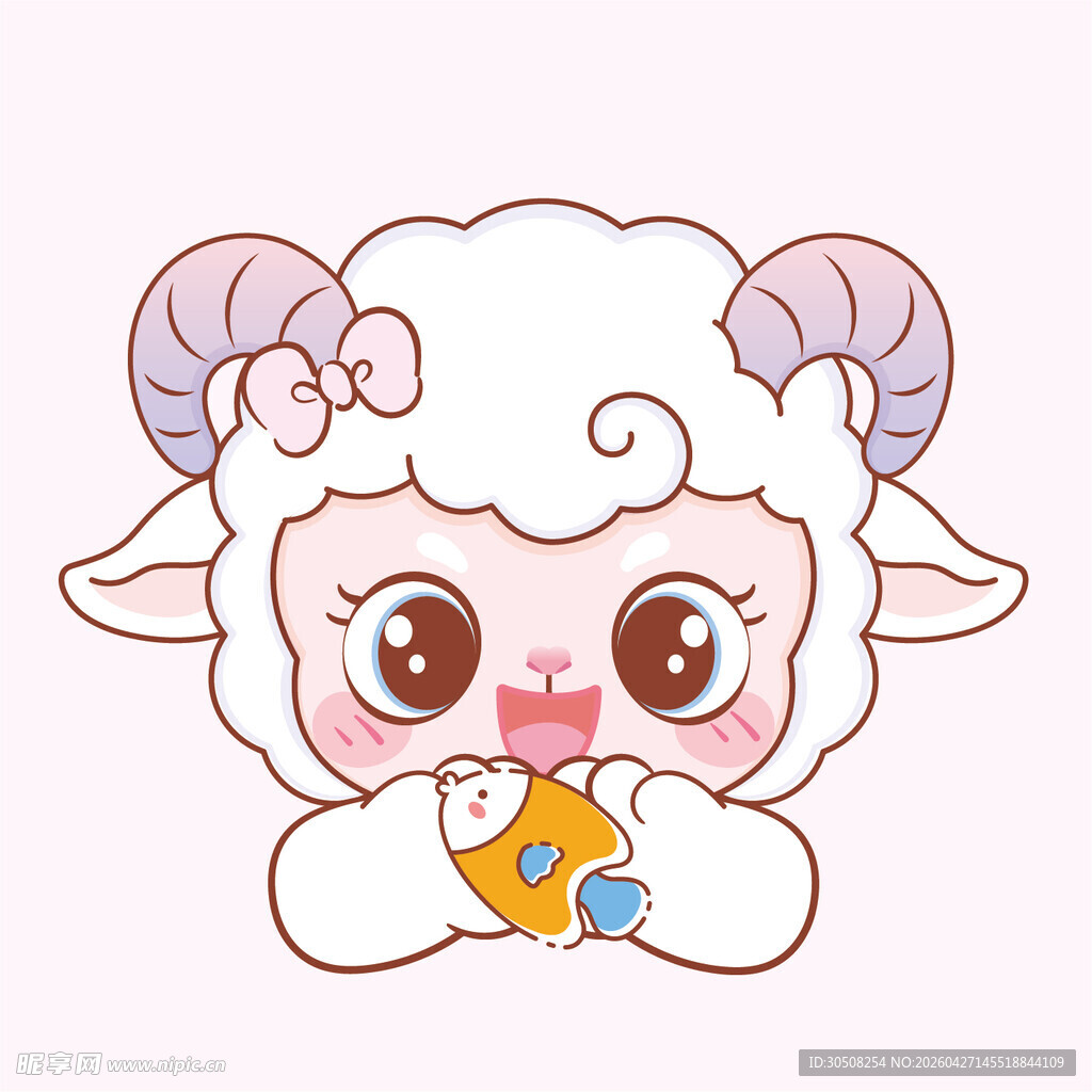 可爱小羊手持胡萝卜