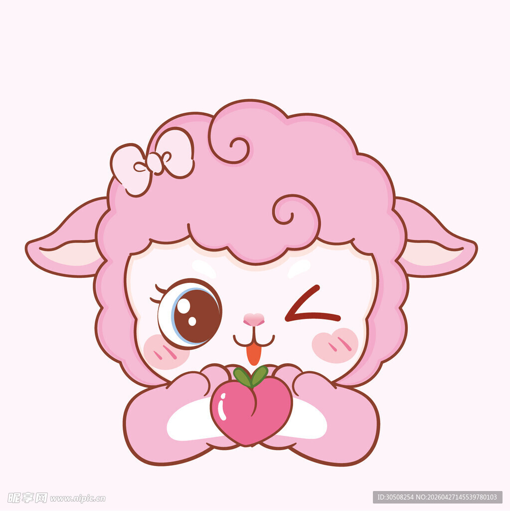 可爱小羊捧苹果