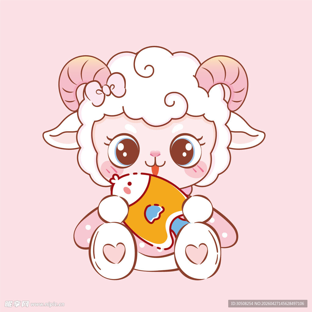 可爱小羊手持幸运物