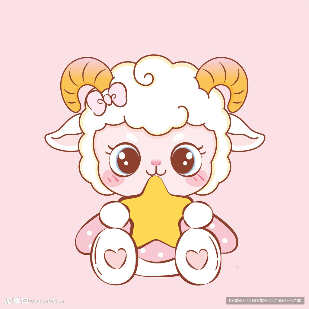 可爱小羊抱星星