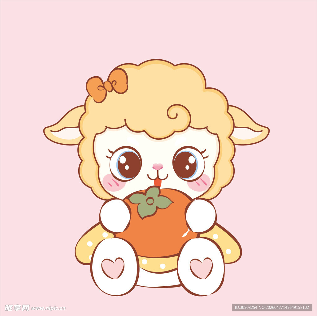 可爱小羊抱南瓜