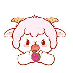 可爱小羊捧花卖萌