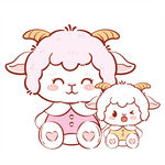 可爱羊母子温馨卡通形象