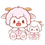 可爱粉色大小羊卡通形象