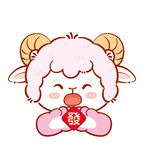 可爱小羊捧福字