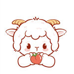 抱桃子的可爱小羊羔