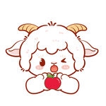 可爱小羊抱苹果