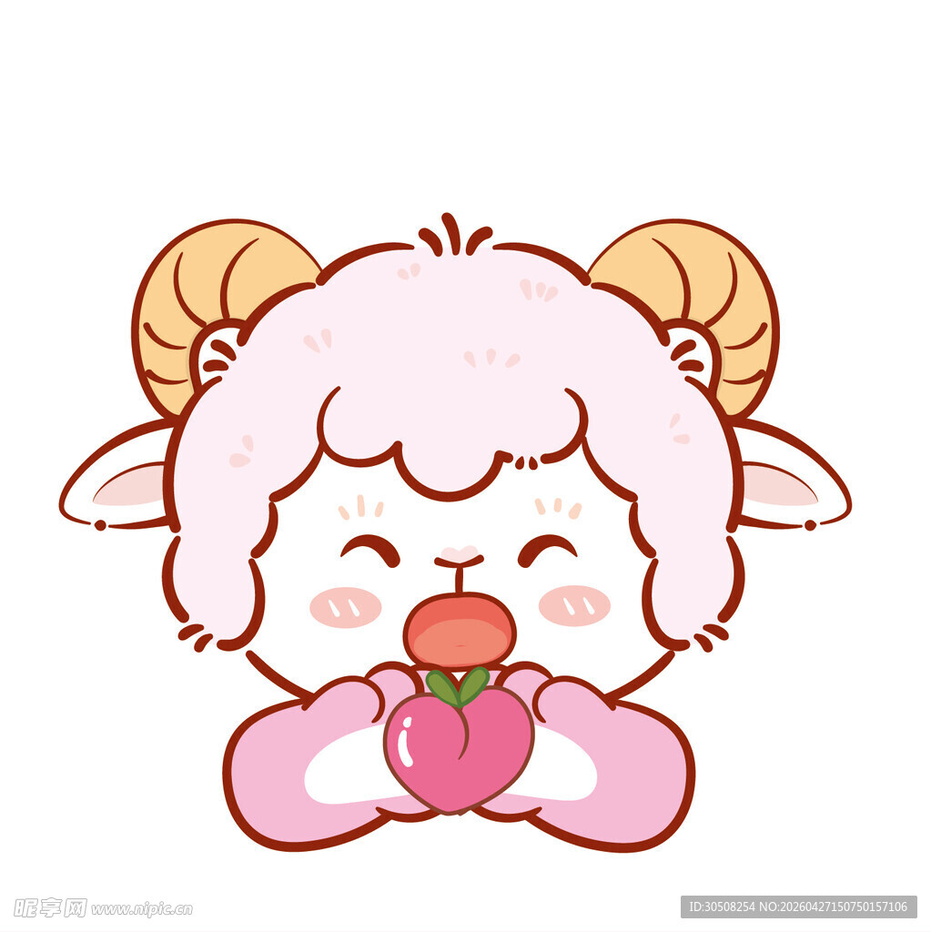 可爱小羊吃苹果