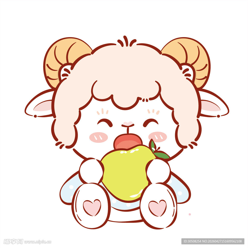 可爱小羊吃苹果