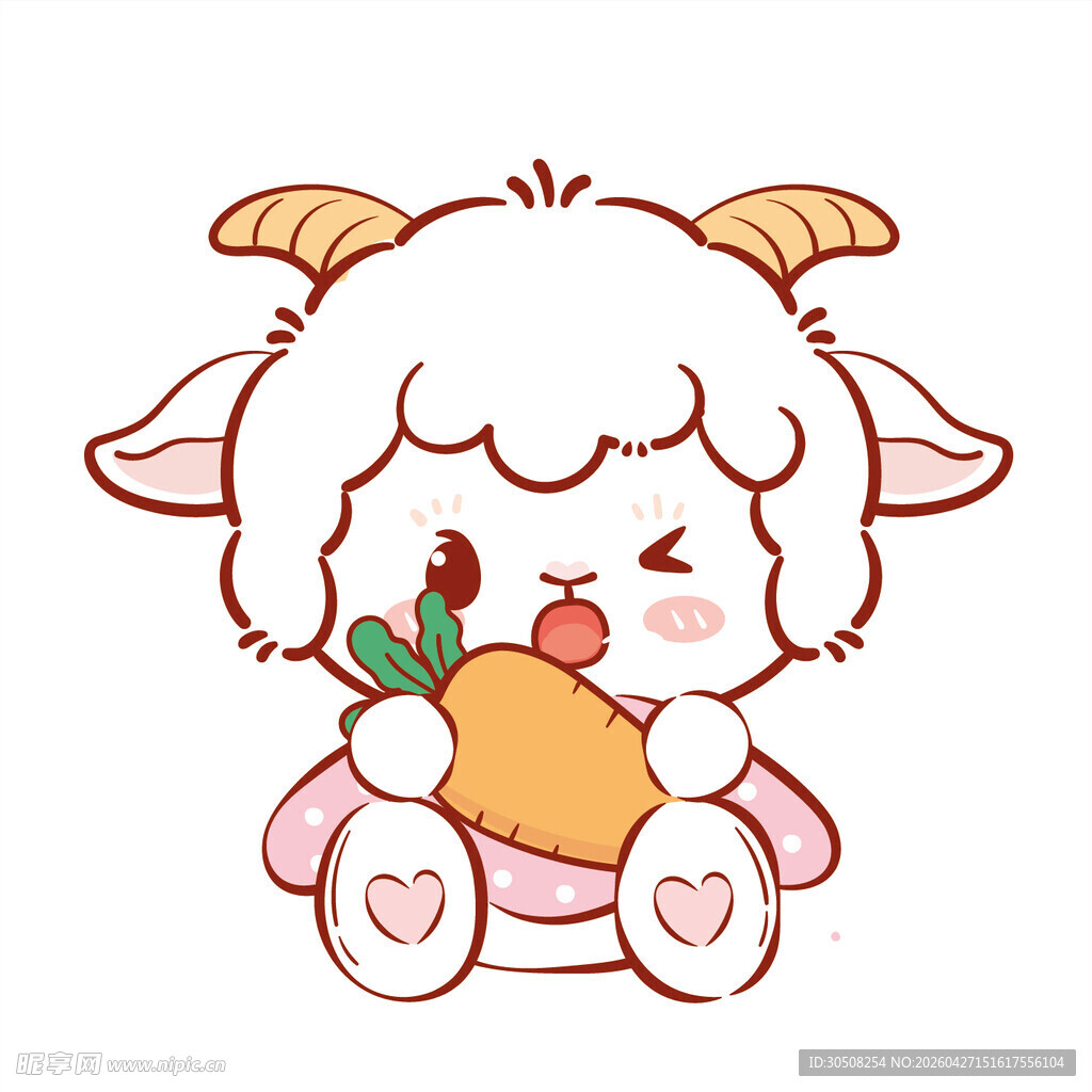 可爱小羊抱胡萝卜卡通形象