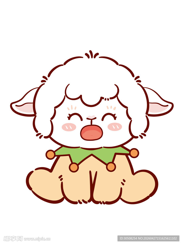 可爱小羊坐姿卡通形象