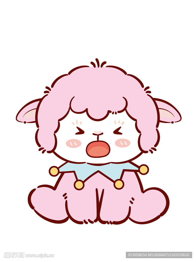 可爱粉毛小羊闭眼吃东西