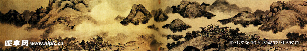 仿米山水图